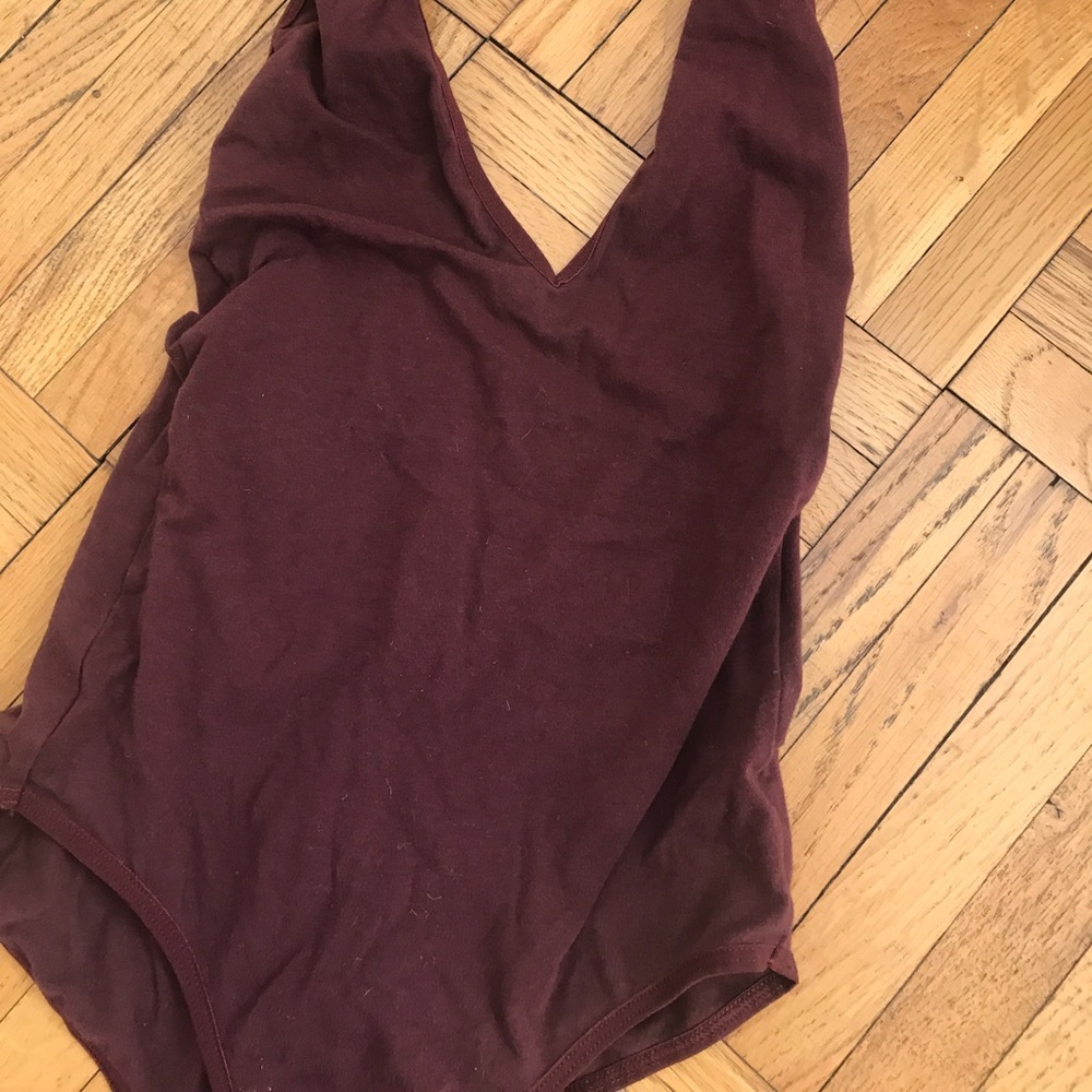 American Apparel Maroon halter body suit